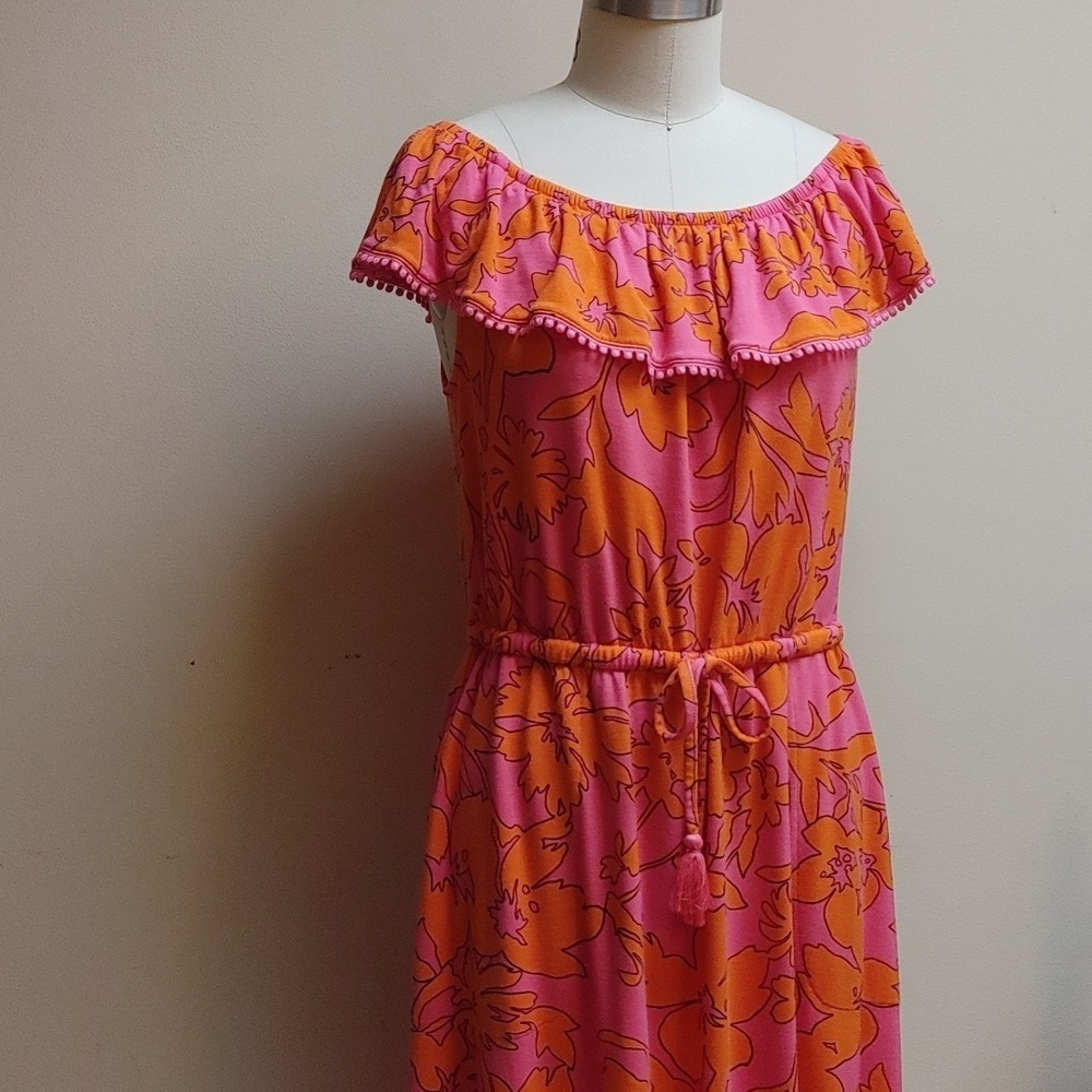 Isaac Mizrahi Live Pink Orange Knit Summer Dress M - Picture 2 of 12
